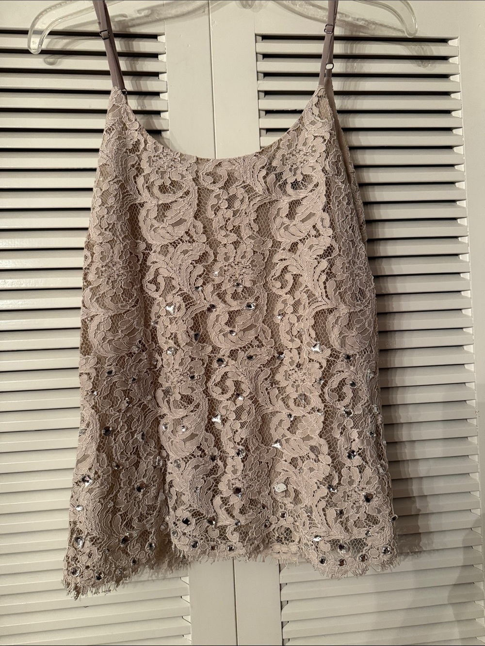 BKE Taupe Lace Sequin camisole